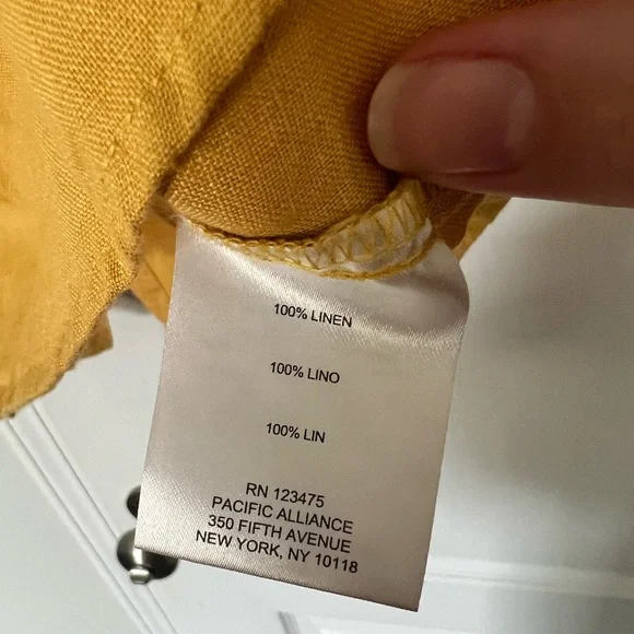 Ellen Tracy | yellow linen blouse - L - Picture 8 of 8